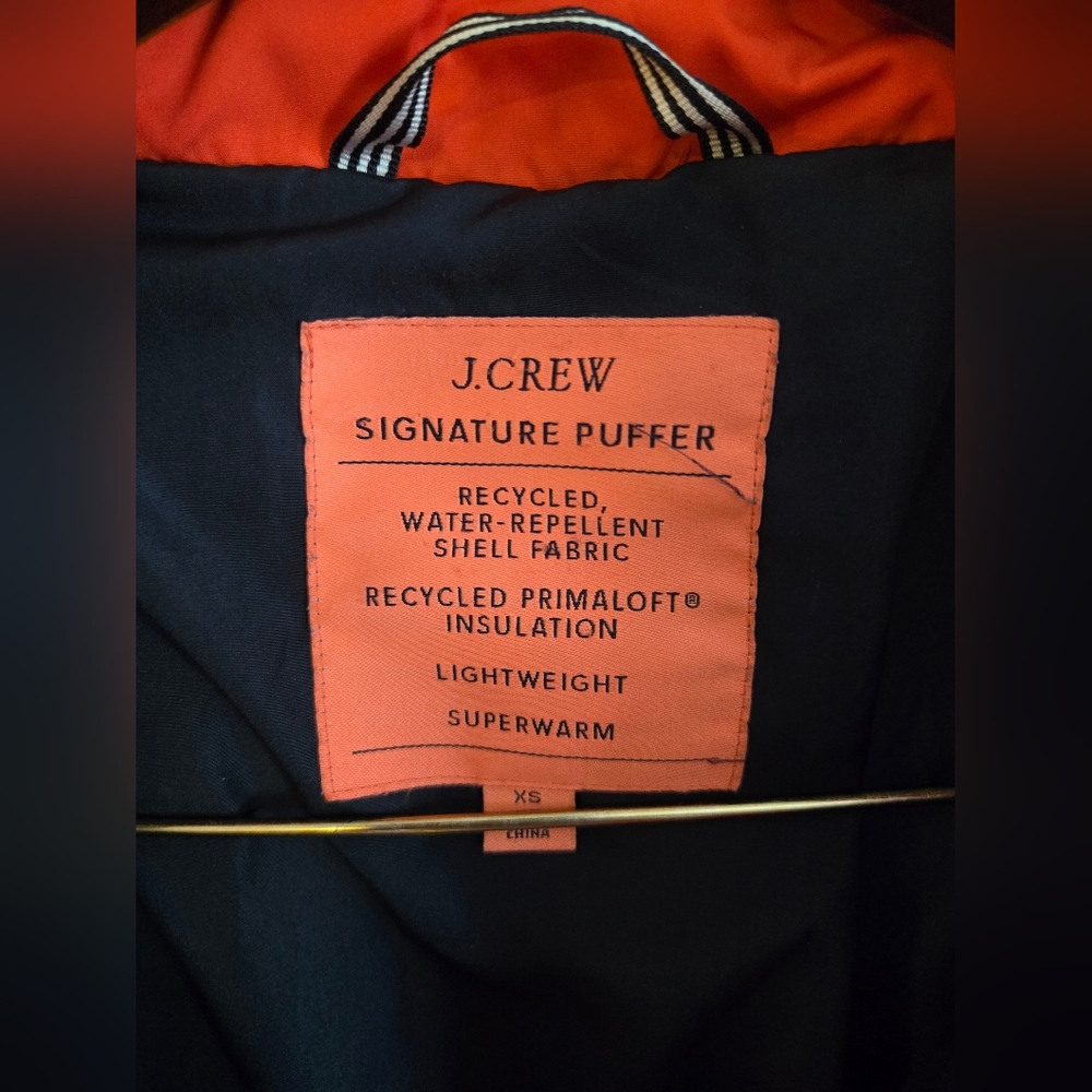 J. Crew Orange Signature Puffer Coat size XS Extra Small - Picture 3 of 5